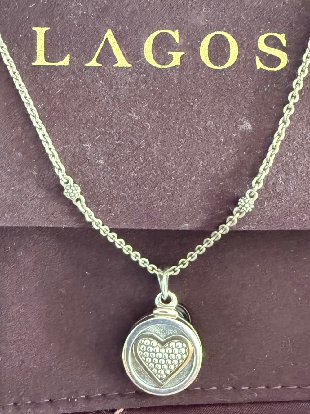 Lagos Two-Tone 925/750 Heritage Heart Locket Pendant 18" Necklace
